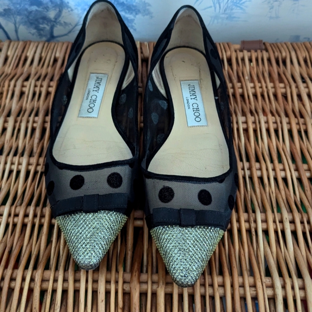 JIMMY CHOO Polka Dot and glitter flats